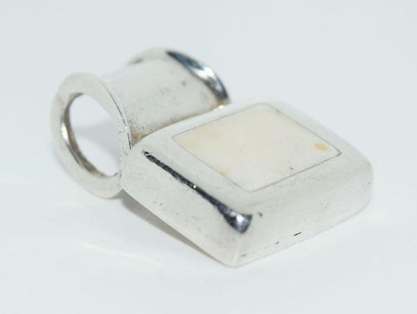 Sterling Artisan Natural Stone Slide Pendant with 10mm  Italian Herringbone Necklace