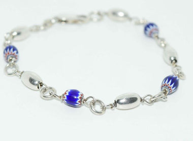 Sterling Beaded Swivel Link Bracelet 7.5"