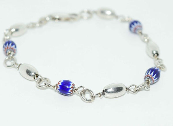 Sterling Beaded Swivel Link Bracelet 7.5"