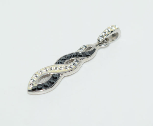 Sterling Black & White Rhinestone Twist Pendant