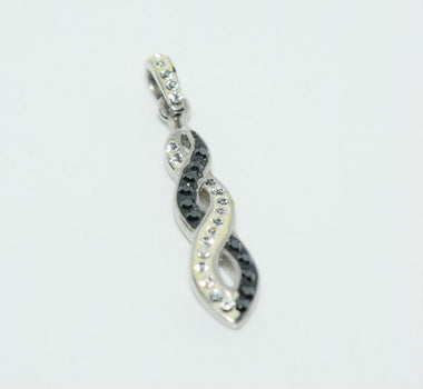 Sterling Black & White Rhinestone Twist Pendant