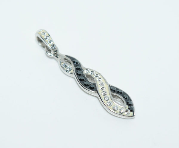 Sterling Black & White Rhinestone Twist Pendant