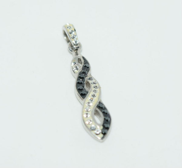 Sterling Black & White Rhinestone Twist Pendant