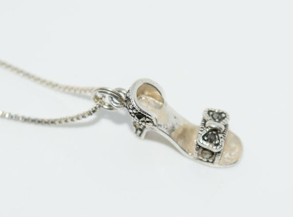 Sterling Silver Marcasite High Heel Shoe Necklace