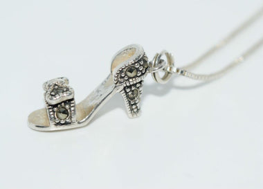 Sterling Silver Marcasite High Heel Shoe Necklace