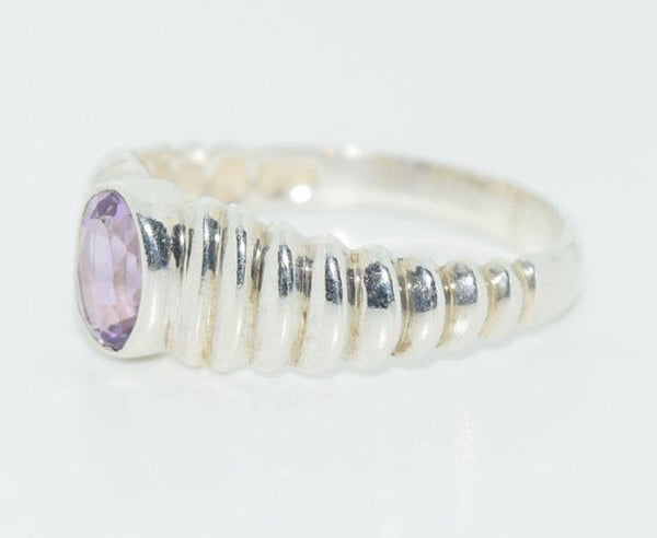 Sterling Silver Oval Amethyst Ring Size 8.5