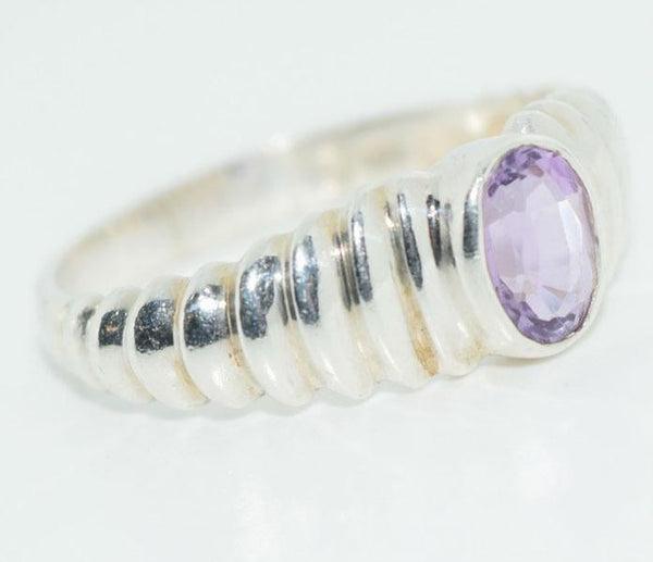 Sterling Silver Oval Amethyst Ring Size 8.5