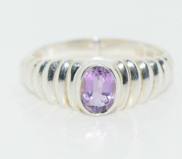 Sterling Silver Oval Amethyst Ring Size 8.5