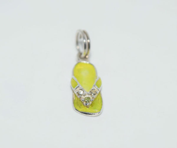 925 Sterling Rhinestone & Enamel Sandal Shoe Charm Pendant