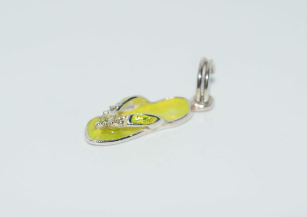 925 Sterling Rhinestone & Enamel Sandal Shoe Charm Pendant