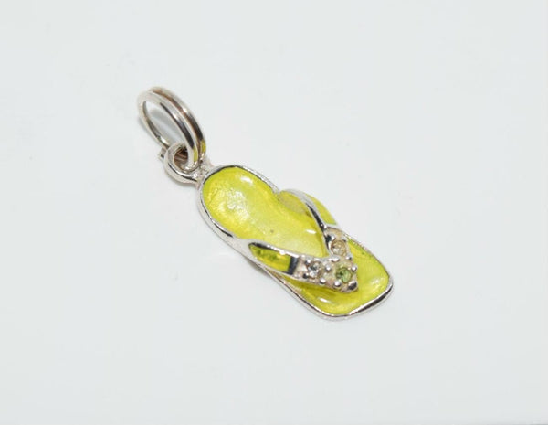 925 Sterling Rhinestone & Enamel Sandal Shoe Charm Pendant