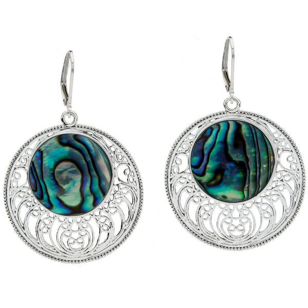 Sterling Silver Openwork Disc Drop Dangle Earrings