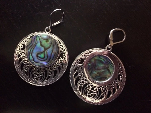 Sterling Silver Openwork Disc Drop Dangle Earrings