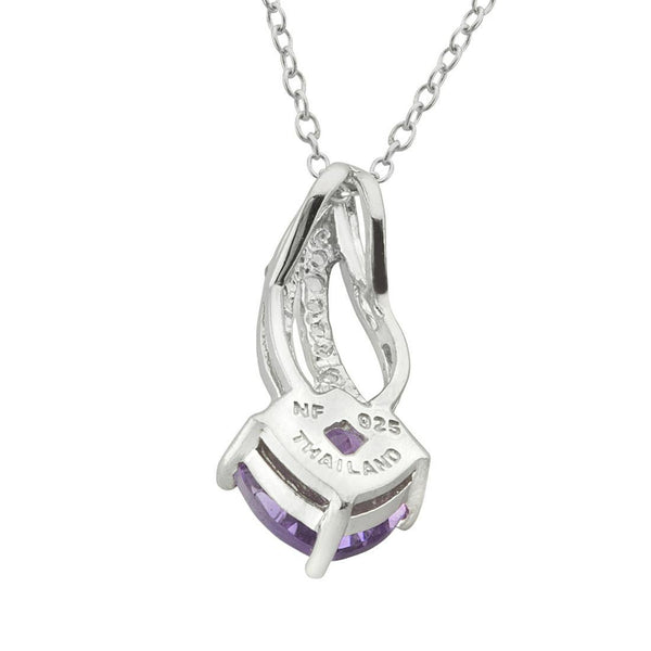 Sterling Silver Amethyst & White Topaz Swirl Pendant Necklace