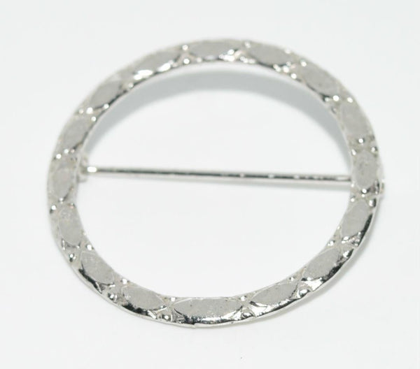 Vintage Sterling Silver Beveled Circle  Pin Brooch