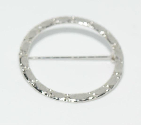 Vintage Sterling Silver Beveled Circle  Pin Brooch