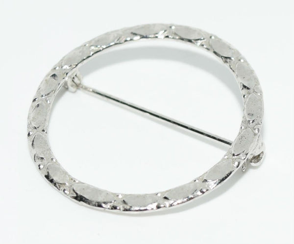 Vintage Sterling Silver Beveled Circle  Pin Brooch