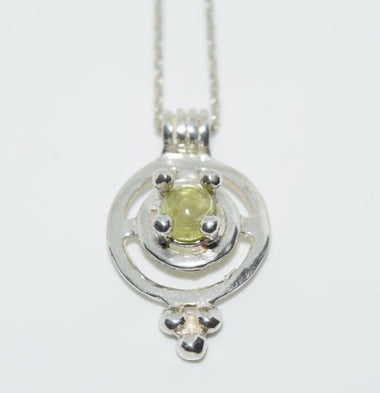 Sterling Silver Circle Peridot Pendant Necklace