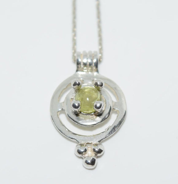 Sterling Silver Circle Peridot Pendant Necklace