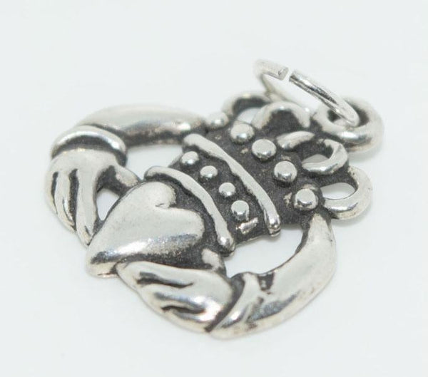 Sterling Silver Claddagh Heart Hands Necklace