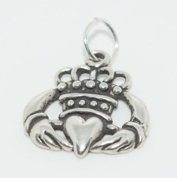 Sterling Silver Claddagh Heart Hands Necklace