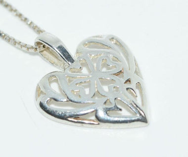 Sterling Silver 4-Leaf Clover Heart Celtic Necklace