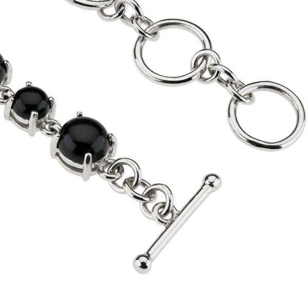 Sterling Silver Colorado Black Moon Jade Bracelet & Black Agate Cluster Drop Earrings