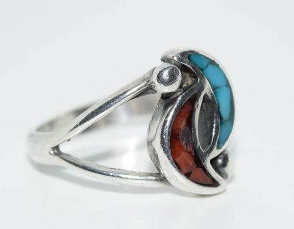 Sterling Silver Crushed Stone Ring Size 6