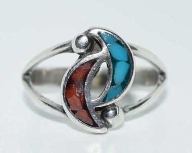 Sterling Silver Crushed Stone Ring Size 6