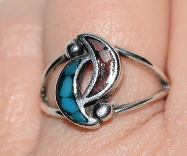 Sterling Silver Crushed Stone Ring Size 6