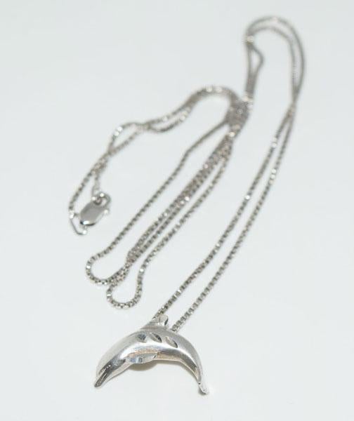 Sterling Silver Etched Dolphin 19" Necklace