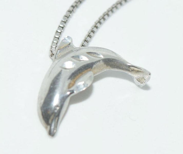 Sterling Silver Etched Dolphin 19" Necklace