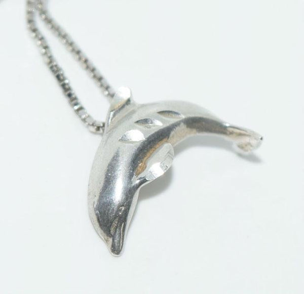 Sterling Silver Etched Dolphin 19" Necklace