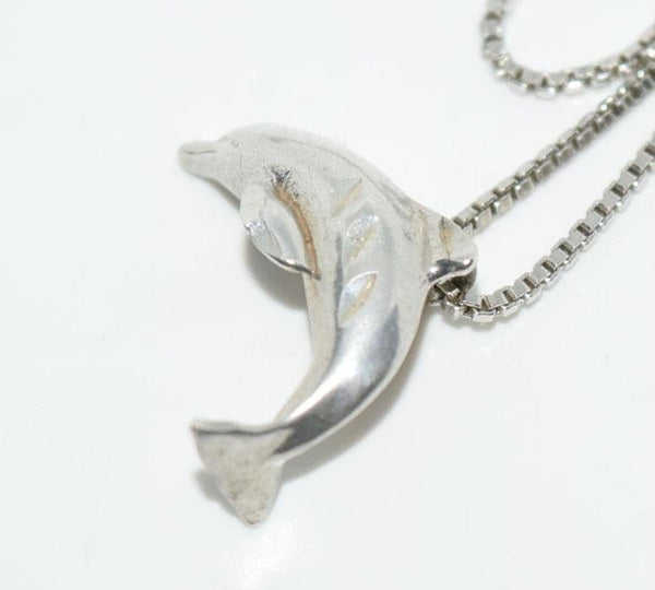 Sterling Silver Etched Dolphin 19" Necklace