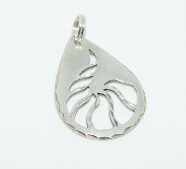 Sterling Silver Etched Shell Teardrop Pendant