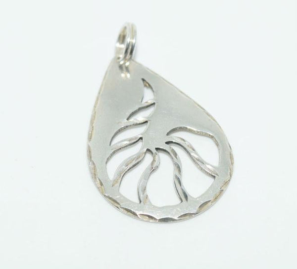 Sterling Silver Etched Shell Teardrop Pendant