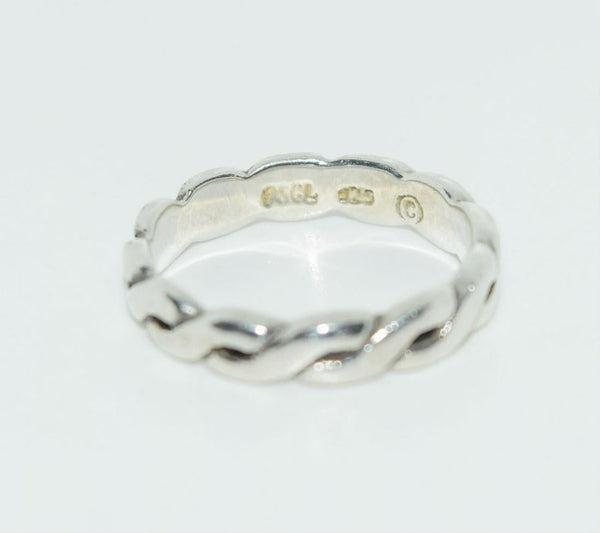 Sterling Silver Flat Twisted Ring Size 6