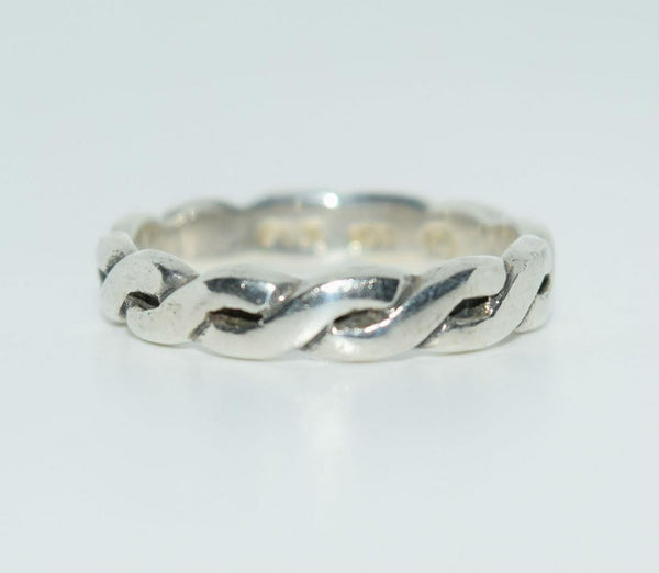 Sterling Silver Flat Twisted Ring Size 6