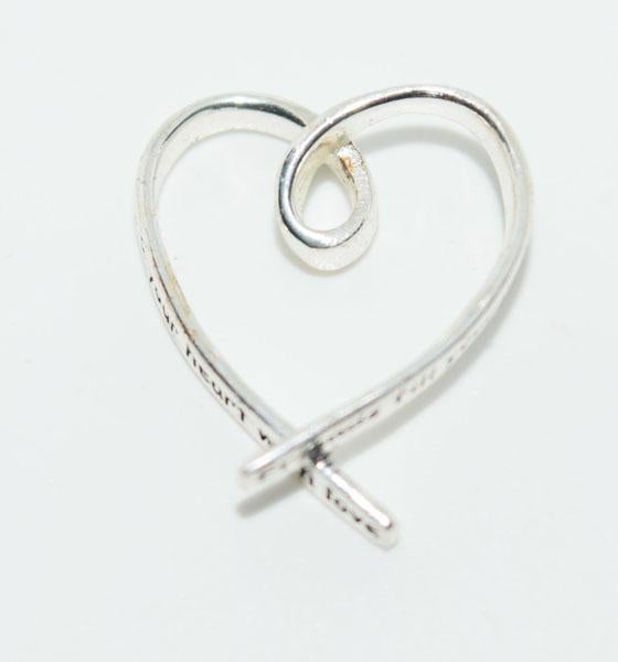 Sterling Silver Engraved Friends Heart Ribbon Pendant
