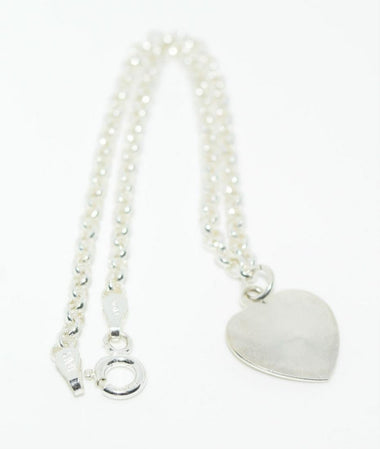 Sterling Silver Heart Charm Rolo Chain Bracelet 9"