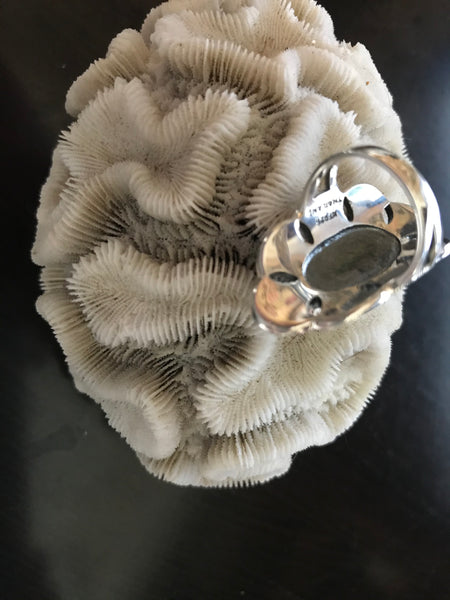 Sterling Silver Lapis & Marcasite Ring-Size 5