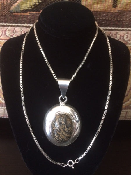 25" Gold over Sterling Silver Natural Domed Pendant Necklace