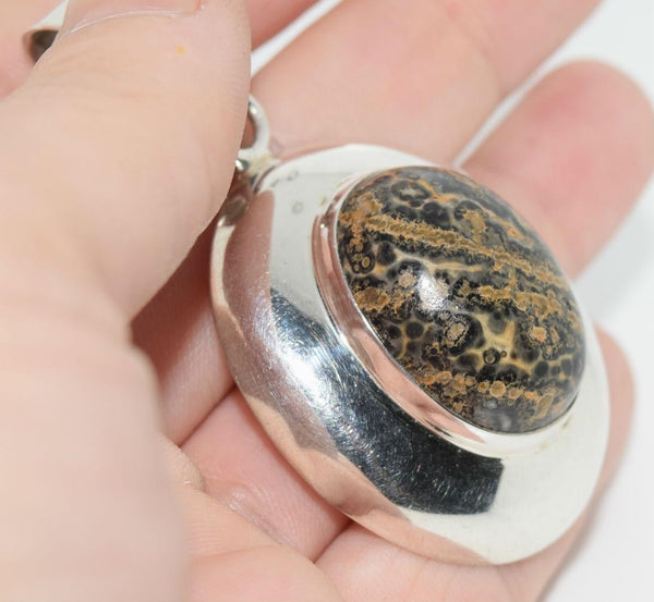 25" Gold over Sterling Silver Natural Domed Pendant Necklace