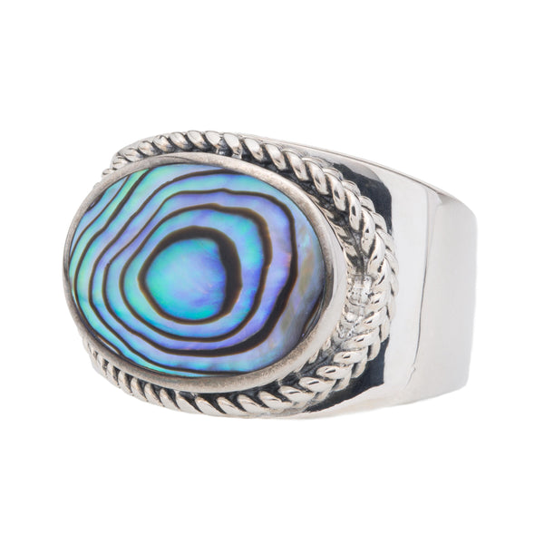 Sterling Silver Oval Abalone Ring Size 8