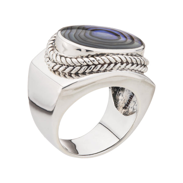 Sterling Silver Oval Abalone Ring Size 8