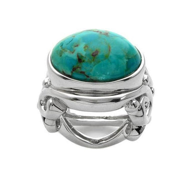 Sterling Silver Oval Turquoise East-West Ring Size 5