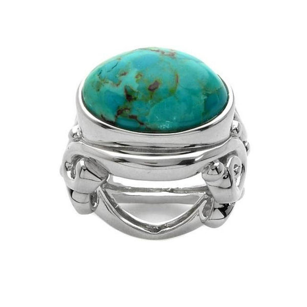 Sterling Silver Oval Turquoise East-West Ring Size 5
