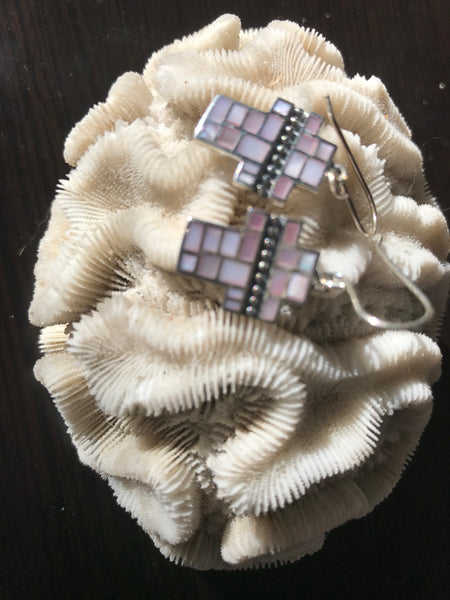 Sterling Silver Pink Mother of Pearl Earrings