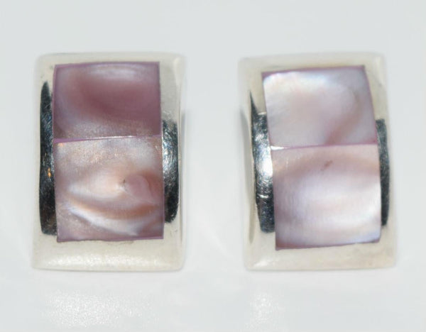 Vintage Sterling Silver Pink Mother of Pearl Earrings