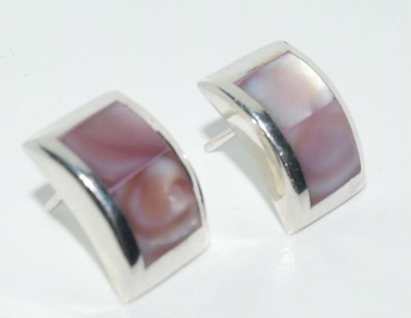 Vintage Sterling Silver Pink Mother of Pearl Earrings